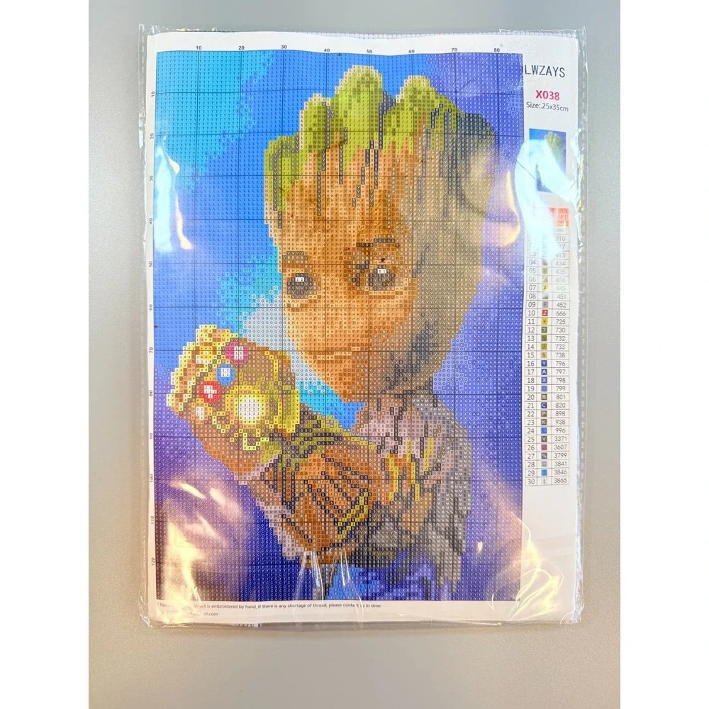 LWZAYS Cross Stitch Kit Baby Groot Yoda Lady & Tramp 25x35cm X035 X038 X040 New